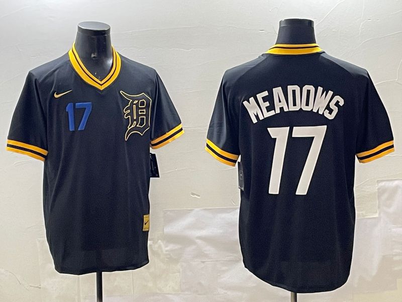 Men Detroit Tigers #17 Meadows Black Gold Game 2025 Nike MLB Jersey style 4